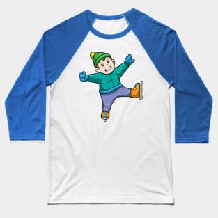 Boy at Ice skating with Hat Baseball T-Shirt